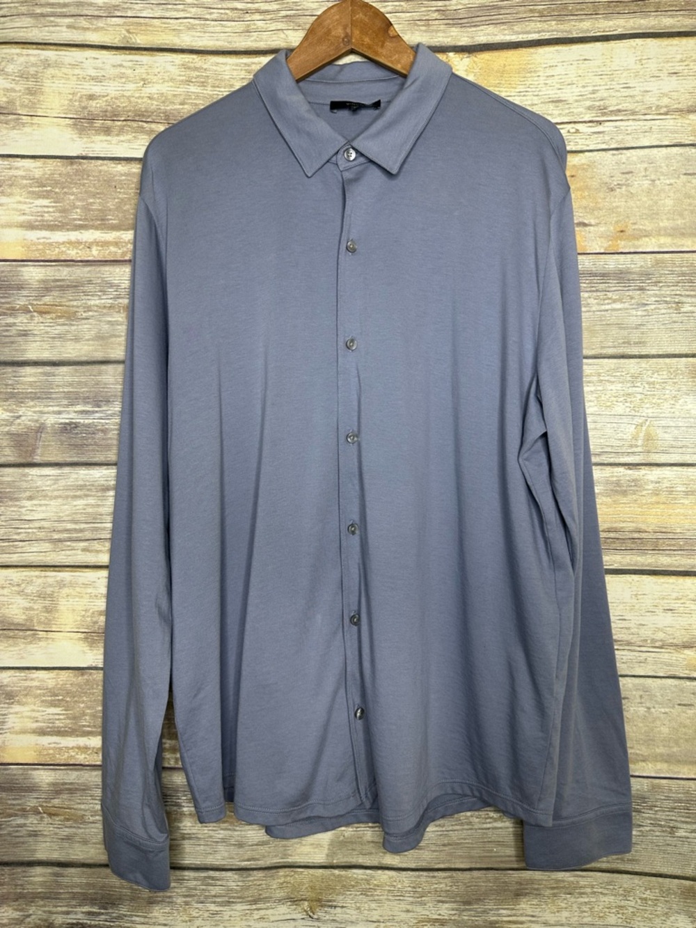 VINCE XL pima cotton Men's Long Sleeve Button-Up Shirt - Steel Blue